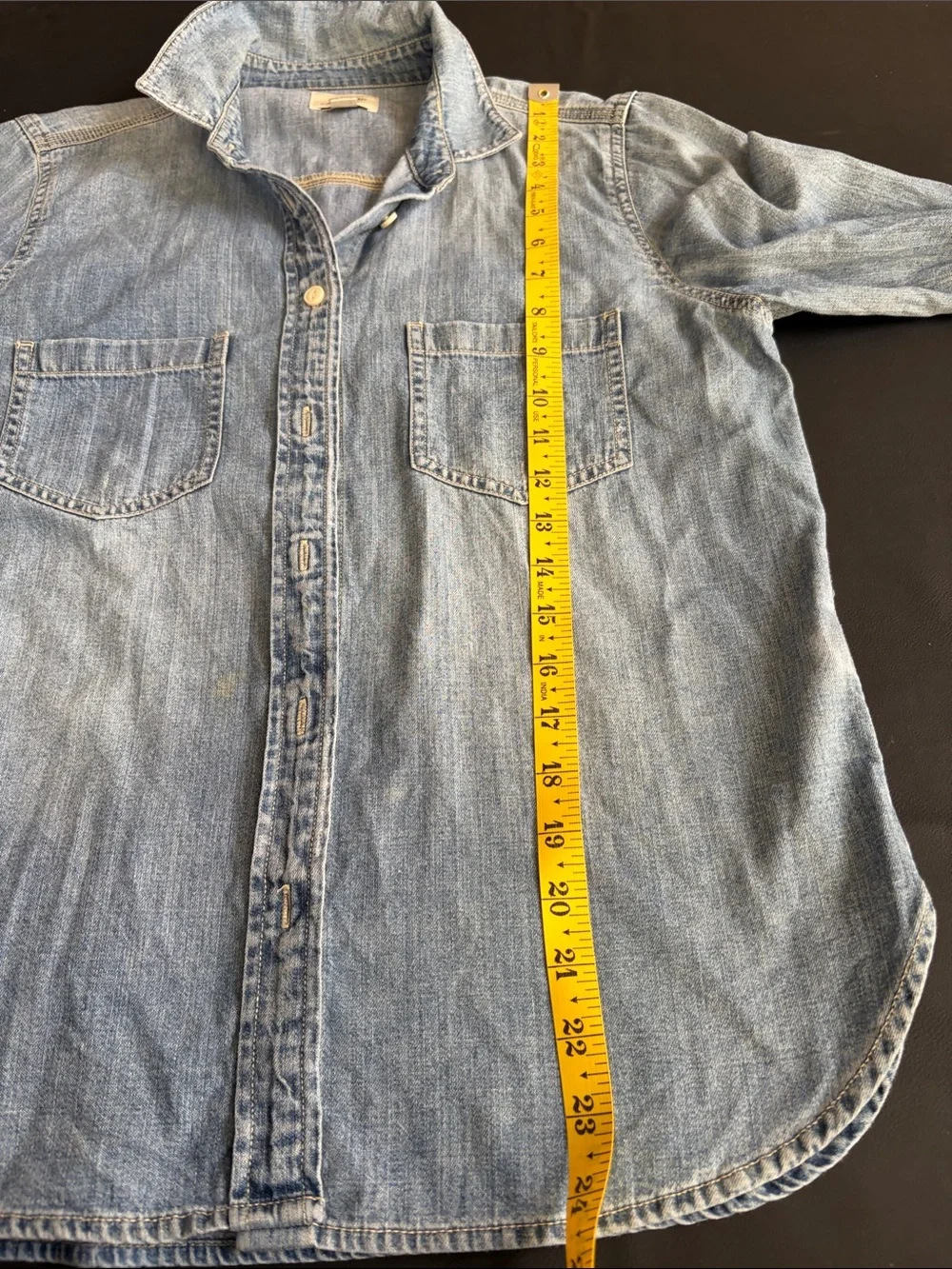 J.Crew Factory Chambray Button Front Shirt Women’s 16 Blue Cotton Long Sleeve